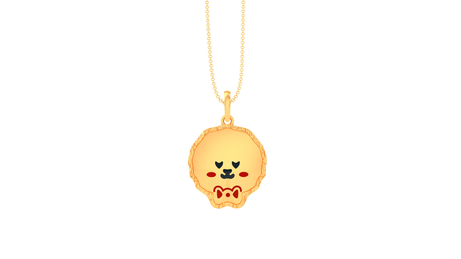 92.5 Sterling Silver CZ Stone Light Weight Gold And Rose Gold Plated Cat With Bow Tie Shaped Pendant For Kids By Kesardeep